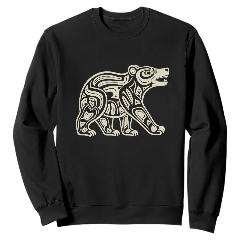 Bear Native Formline Art Salish Haida Tlingit Pacific Animal Sweatshirt TS14 Black Print Your Wear