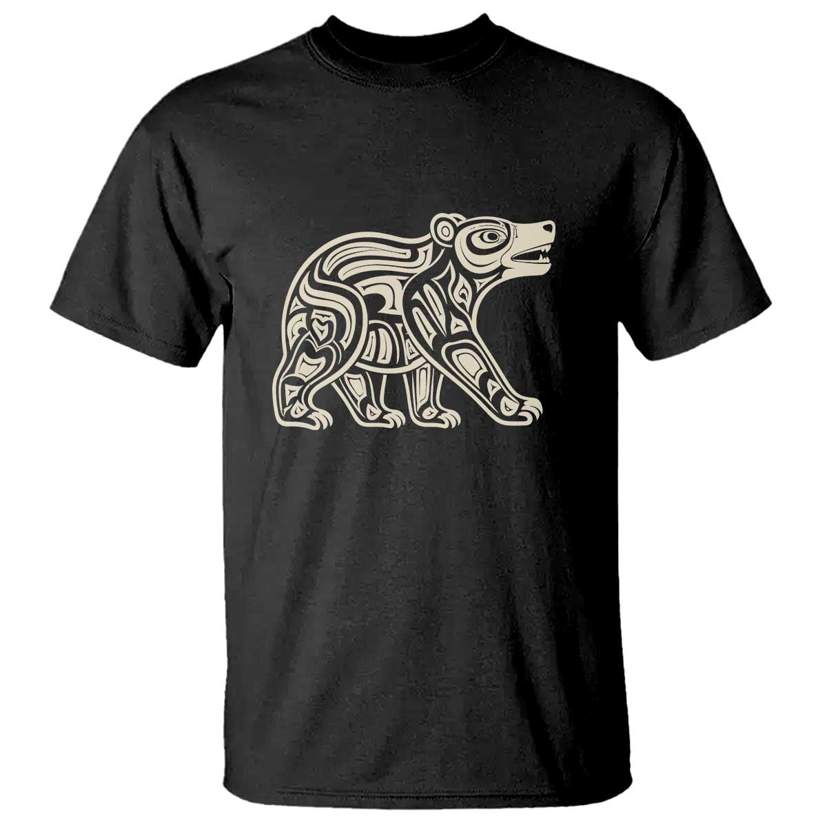 Bear Native Formline Art Salish Haida Tlingit Pacific Animal T Shirt TS14 Black Print Your Wear