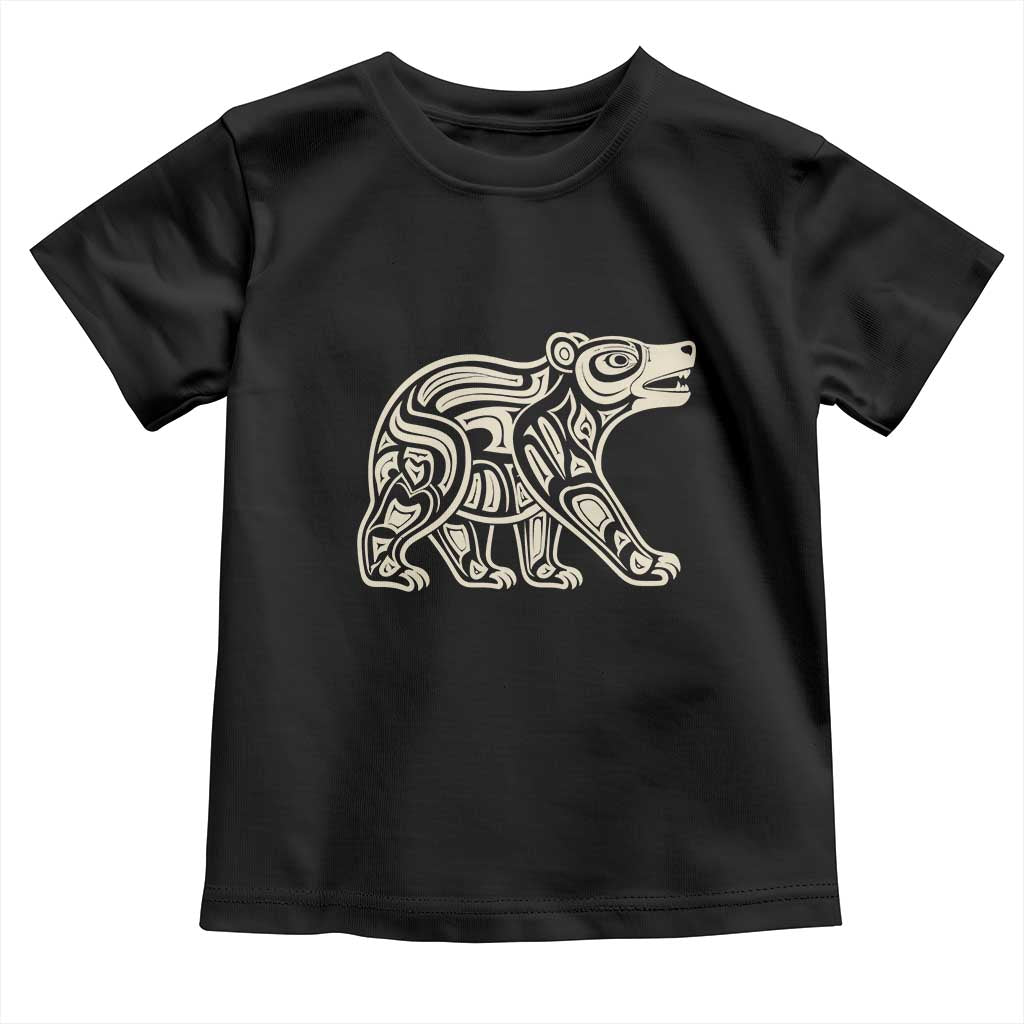 Bear Native Formline Art Salish Haida Tlingit Pacific Animal Toddler T Shirt TS14 Black Print Your Wear