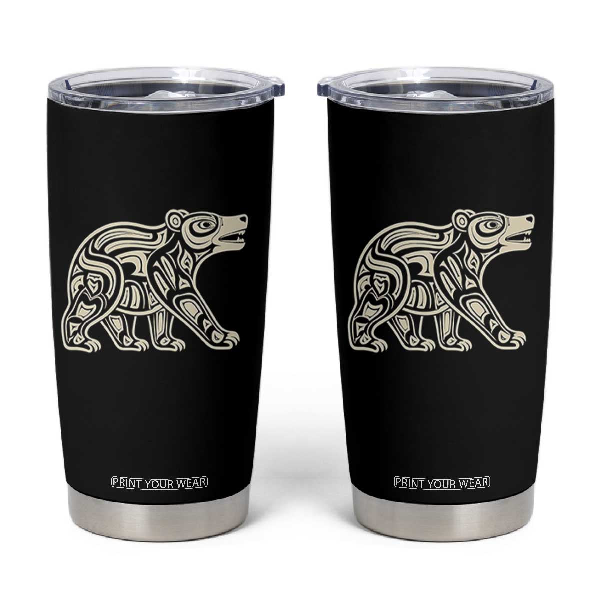 Bear Native Formline Art Salish Haida Tlingit Pacific Animal Tumbler Cup