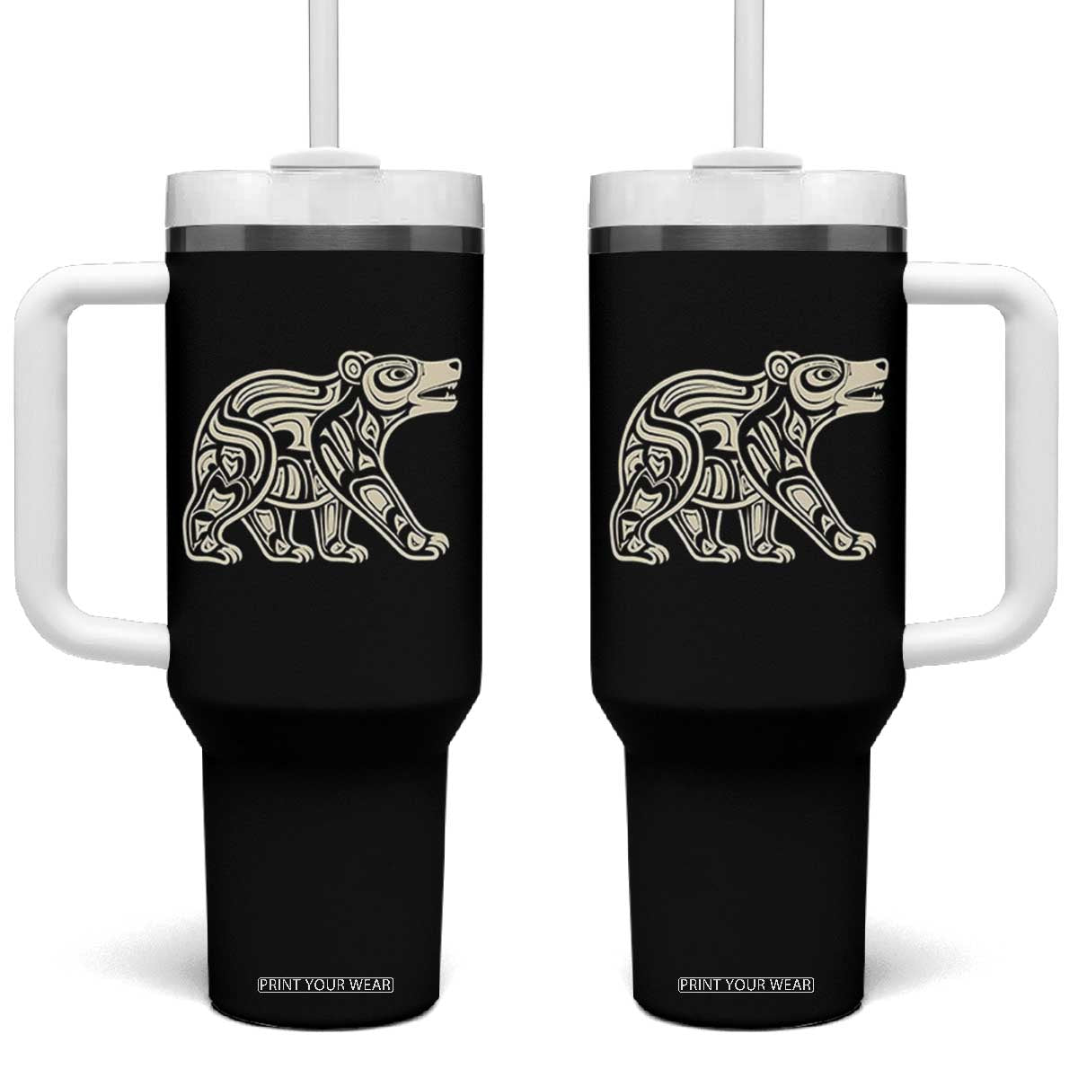 Bear Native Formline Art Salish Haida Tlingit Pacific Animal Tumbler With Handle