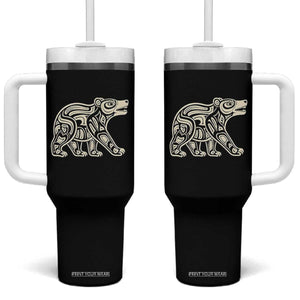 Bear Native Formline Art Salish Haida Tlingit Pacific Animal Tumbler With Handle