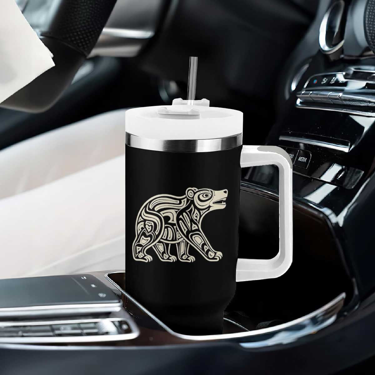 Bear Native Formline Art Salish Haida Tlingit Pacific Animal Tumbler With Handle