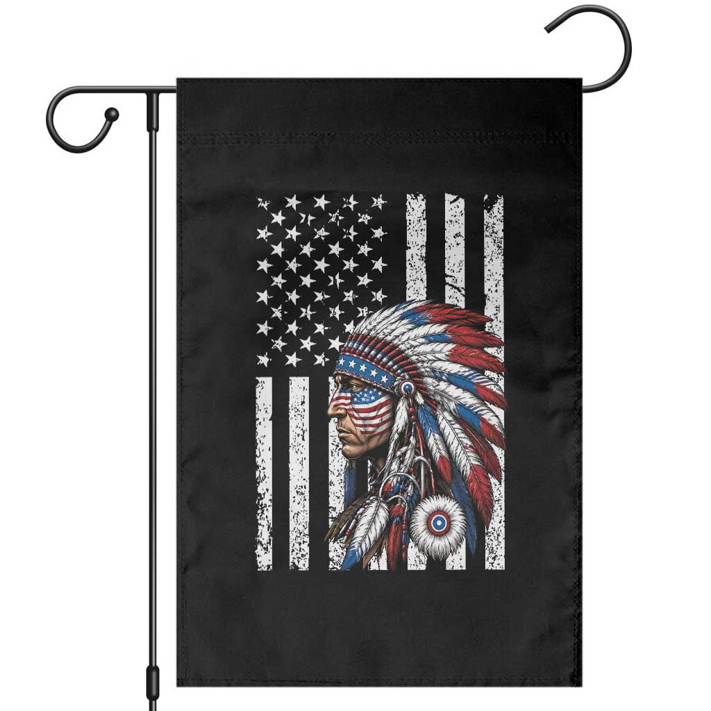 Indigenous People Tribal CG Native American Indian Chief American USA Flag Garden Flag TS14 Black Print Your Wear
