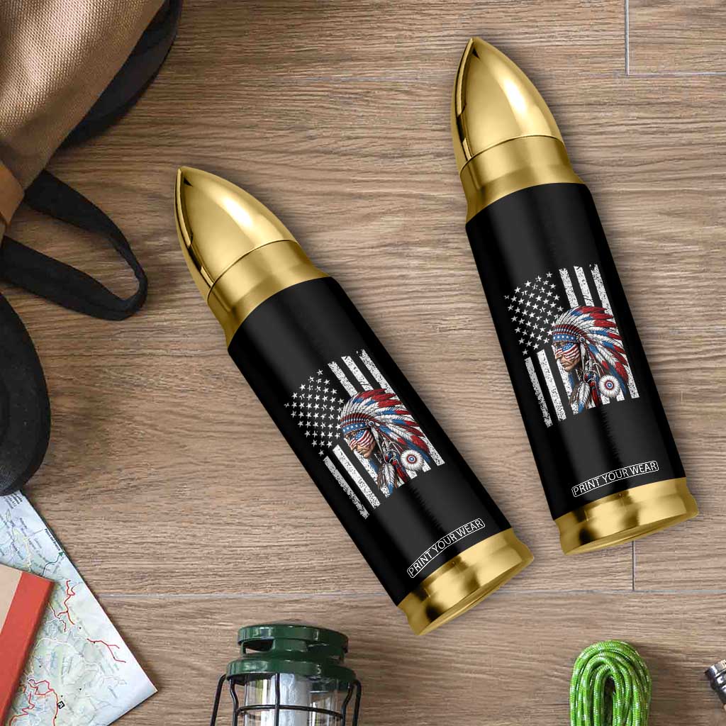 Indigenous People Tribal CG Native American Indian Chief American USA Flag Bullet Tumbler