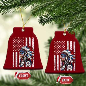 Indigenous People Tribal CG Native American Indian Chief American USA Flag Ceramic Ornament