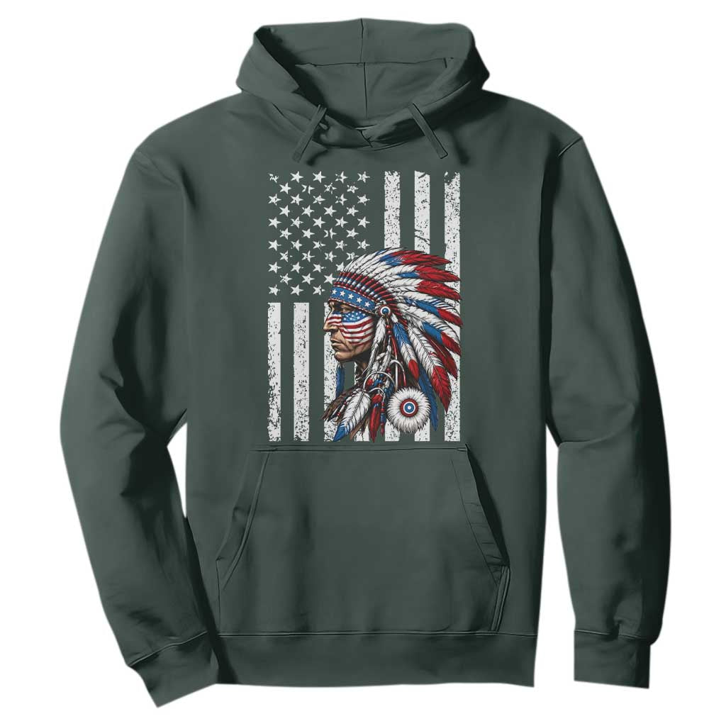 Indigenous People Tribal CG Native American Indian Chief American USA Flag Hoodie