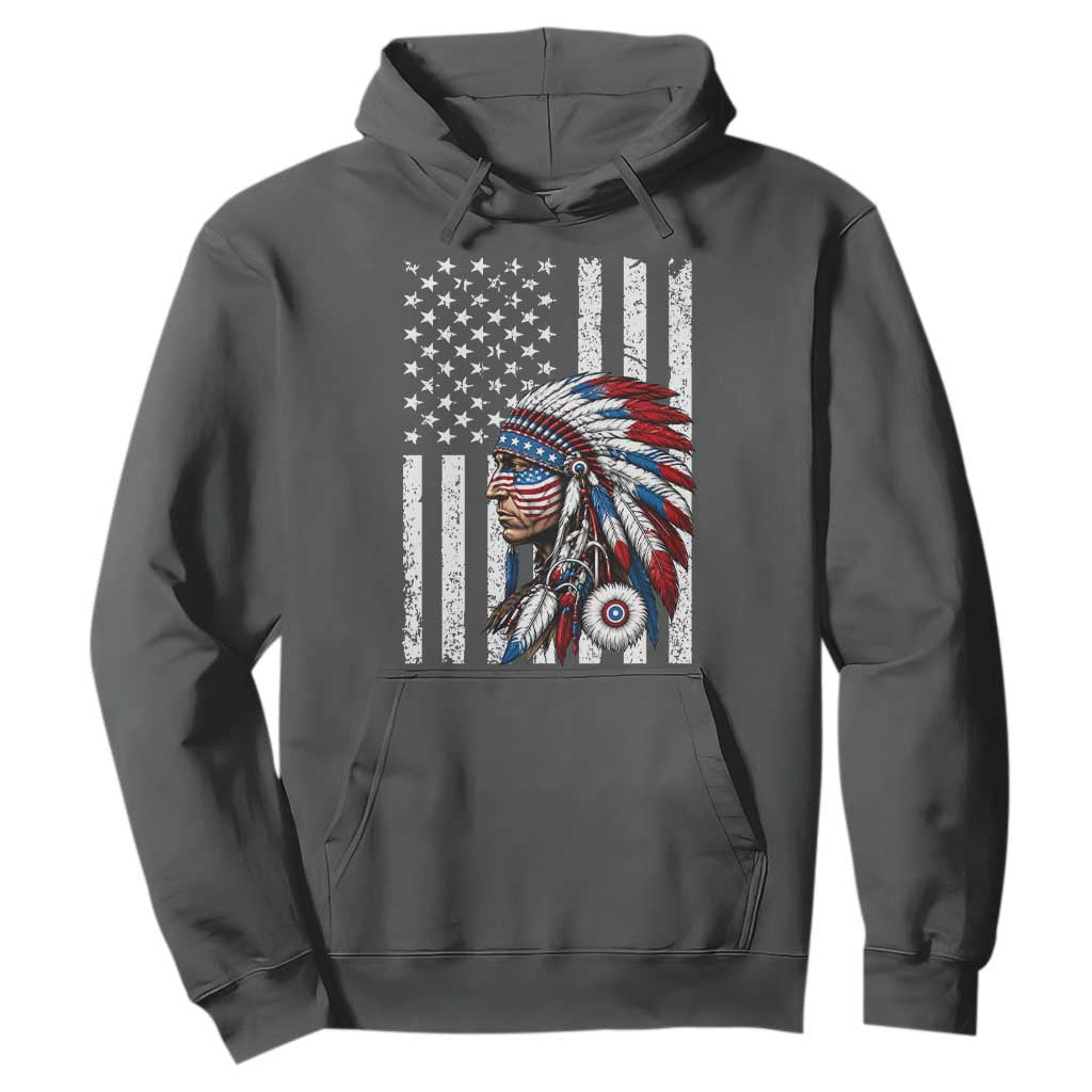 Indigenous People Tribal CG Native American Indian Chief American USA Flag Hoodie