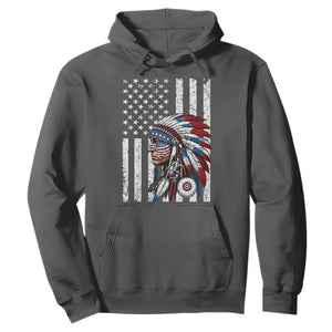 Indigenous People Tribal CG Native American Indian Chief American USA Flag Hoodie