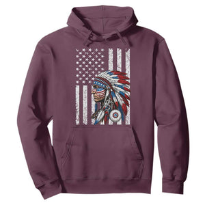 Indigenous People Tribal CG Native American Indian Chief American USA Flag Hoodie