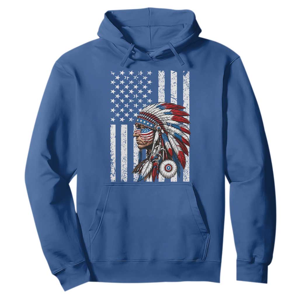 Indigenous People Tribal CG Native American Indian Chief American USA Flag Hoodie