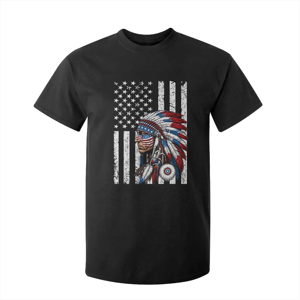 Indigenous People Tribal CG Native American Indian Chief American USA Flag T Shirt For Kid