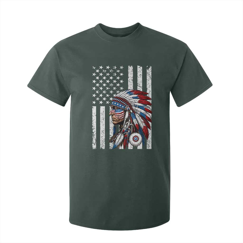 Indigenous People Tribal CG Native American Indian Chief American USA Flag T Shirt For Kid
