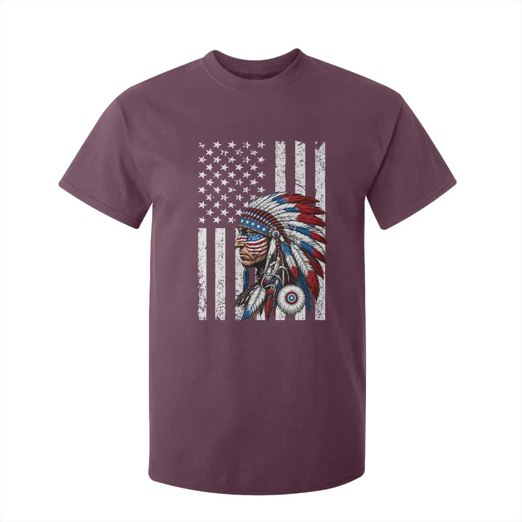 Indigenous People Tribal CG Native American Indian Chief American USA Flag T Shirt For Kid