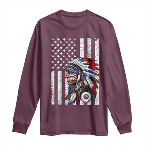 Indigenous People Tribal CG Native American Indian Chief American USA Flag Long Sleeve Shirt