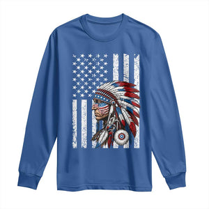 Indigenous People Tribal CG Native American Indian Chief American USA Flag Long Sleeve Shirt