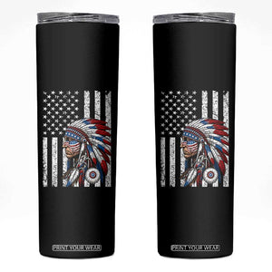 Indigenous People Tribal CG Native American Indian Chief American USA Flag Skinny Tumbler