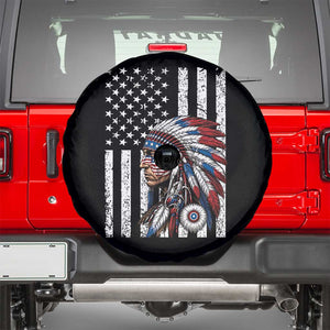 Indigenous People Tribal CG Native American Indian Chief American USA Flag Spare Tire Cover