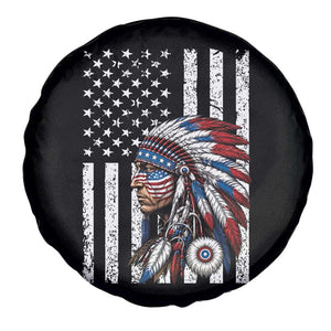 Indigenous People Tribal CG Native American Indian Chief American USA Flag Spare Tire Cover