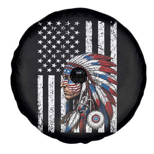 Indigenous People Tribal CG Native American Indian Chief American USA Flag Spare Tire Cover