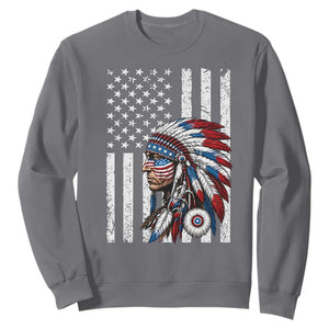 Indigenous People Tribal CG Native American Indian Chief American USA Flag Sweatshirt
