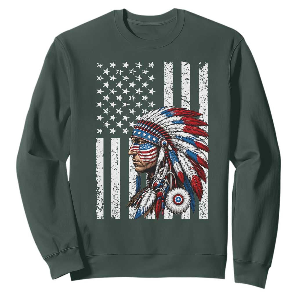 Indigenous People Tribal CG Native American Indian Chief American USA Flag Sweatshirt