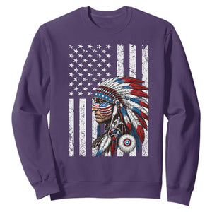 Indigenous People Tribal CG Native American Indian Chief American USA Flag Sweatshirt