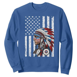 Indigenous People Tribal CG Native American Indian Chief American USA Flag Sweatshirt