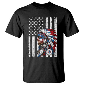 Indigenous People Tribal CG Native American Indian Chief American USA Flag T Shirt