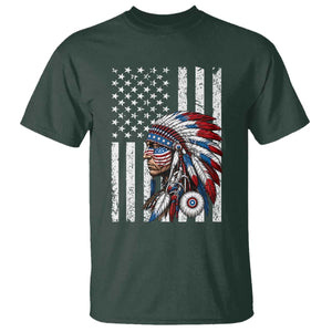 Indigenous People Tribal CG Native American Indian Chief American USA Flag T Shirt