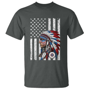 Indigenous People Tribal CG Native American Indian Chief American USA Flag T Shirt