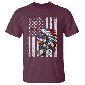 Indigenous People Tribal CG Native American Indian Chief American USA Flag T Shirt