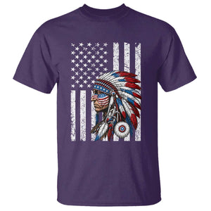 Indigenous People Tribal CG Native American Indian Chief American USA Flag T Shirt