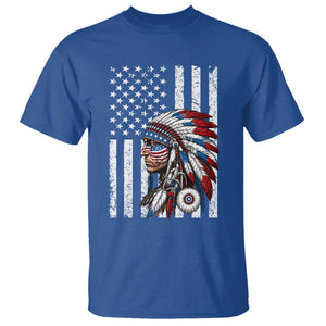 Indigenous People Tribal CG Native American Indian Chief American USA Flag T Shirt