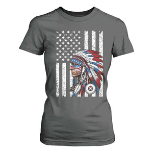 Indigenous People Tribal CG Native American Indian Chief American USA Flag T Shirt For Women