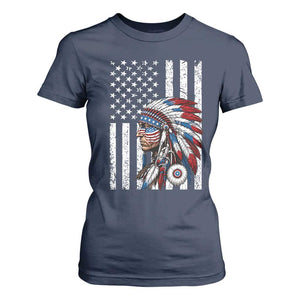 Indigenous People Tribal CG Native American Indian Chief American USA Flag T Shirt For Women