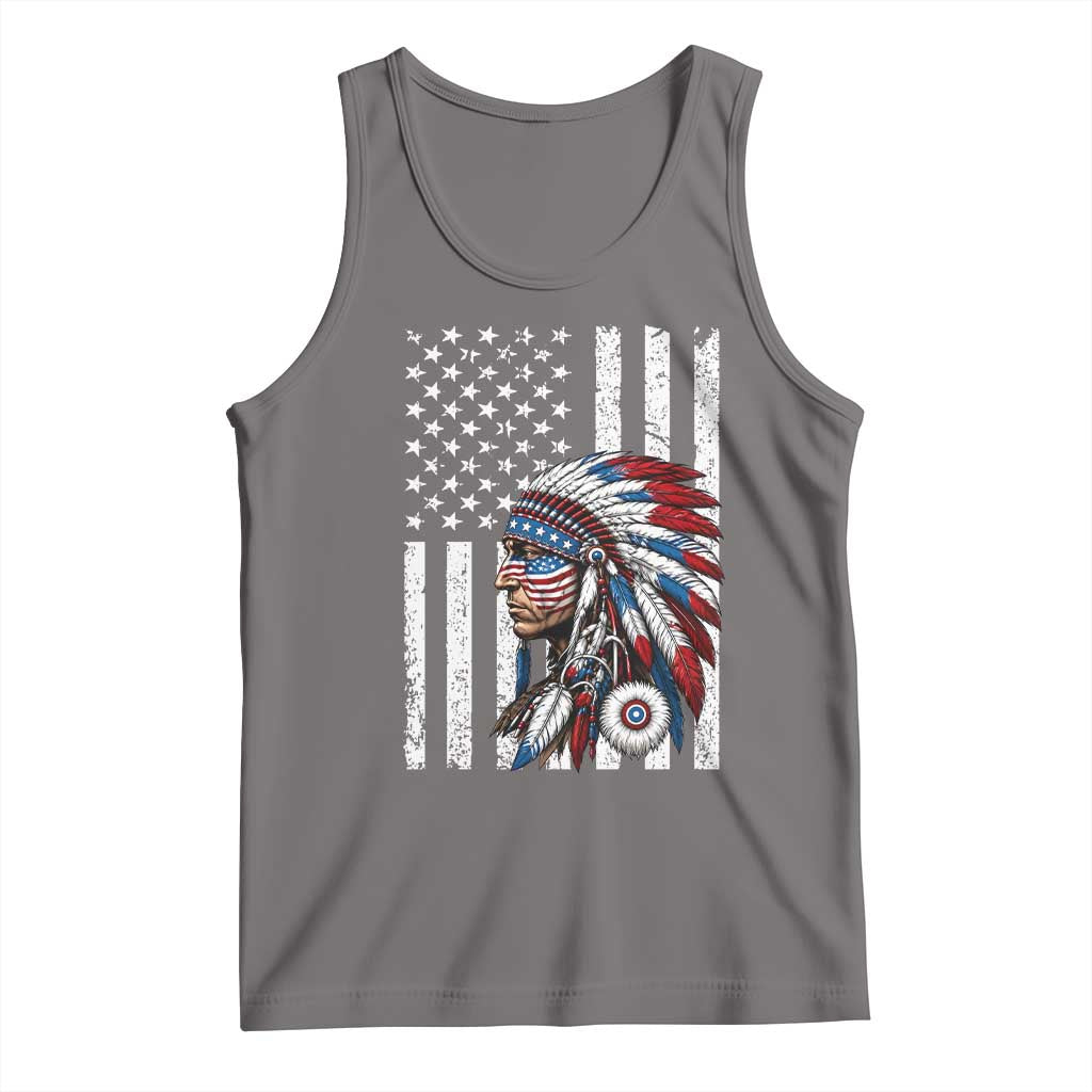 Indigenous People Tribal CG Native American Indian Chief American USA Flag Tank Top
