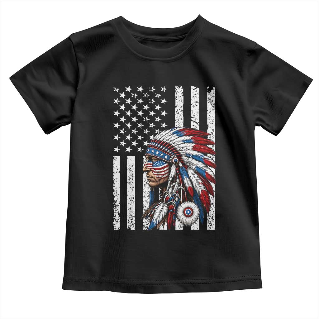 Indigenous People Tribal CG Native American Indian Chief American USA Flag Toddler T Shirt