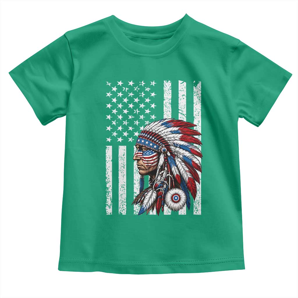Indigenous People Tribal CG Native American Indian Chief American USA Flag Toddler T Shirt