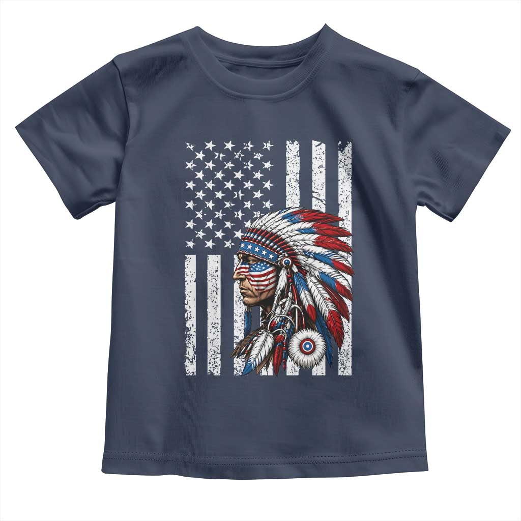 Indigenous People Tribal CG Native American Indian Chief American USA Flag Toddler T Shirt