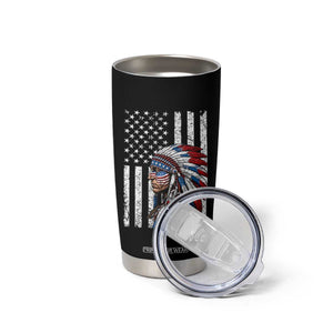 Indigenous People Tribal CG Native American Indian Chief American USA Flag Tumbler Cup