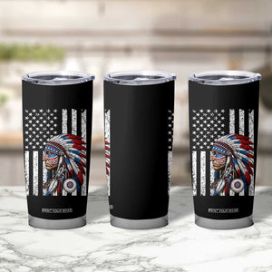 Indigenous People Tribal CG Native American Indian Chief American USA Flag Tumbler Cup