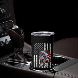 Indigenous People Tribal CG Native American Indian Chief American USA Flag Tumbler Cup