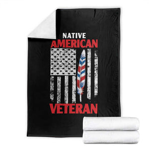 Native American Veteran USA Flag Patriotic Soldier Throw Blanket