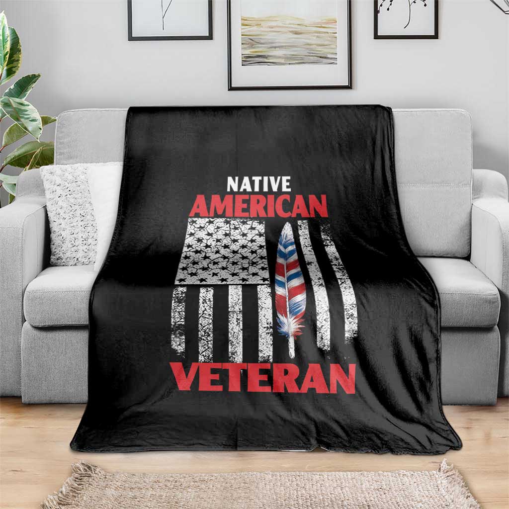 Native American Veteran USA Flag Patriotic Soldier Throw Blanket