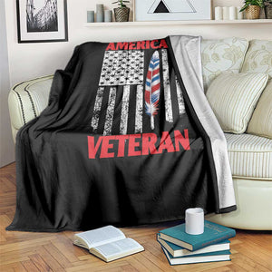 Native American Veteran USA Flag Patriotic Soldier Throw Blanket