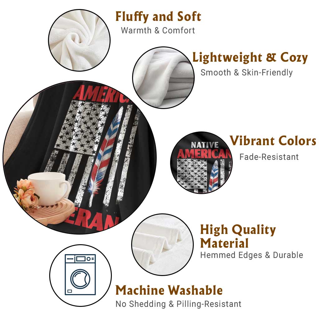 Native American Veteran USA Flag Patriotic Soldier Throw Blanket