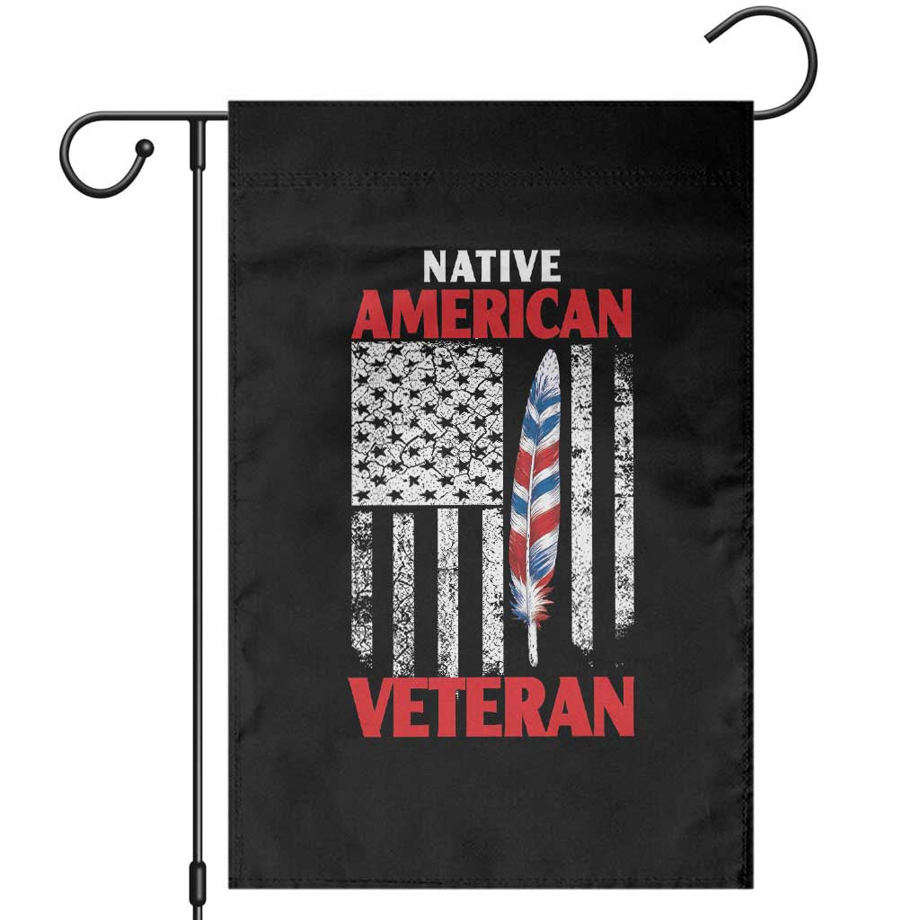 Native American Veteran USA Flag Patriotic Soldier Garden Flag TS14 Black Print Your Wear