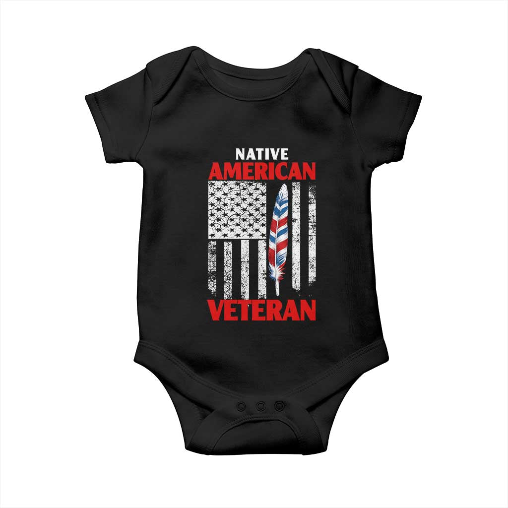 Native American Veteran USA Flag Patriotic Soldier Baby Onesie TS14 Black Print Your Wear