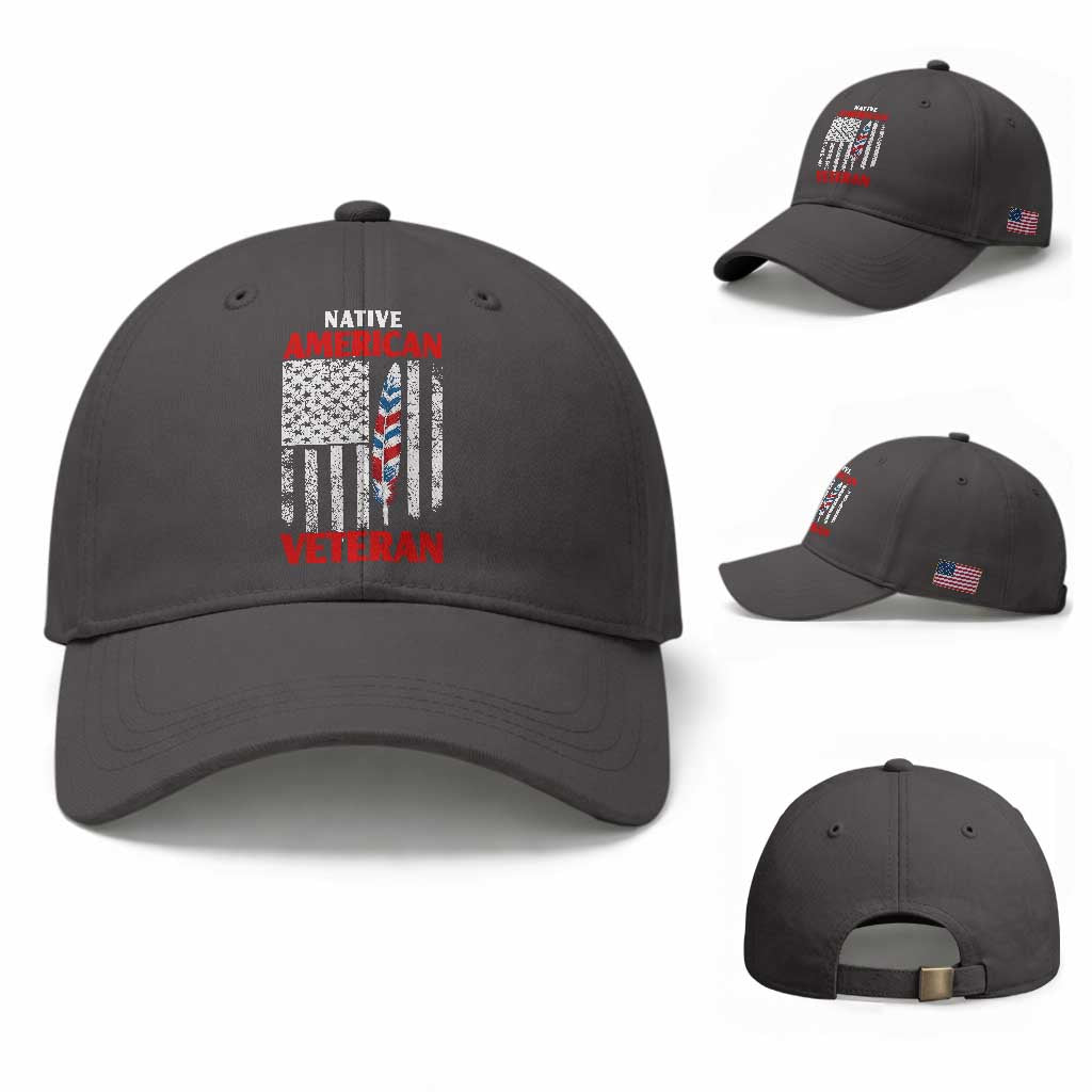 Native American Veteran USA Flag Patriotic Soldier Baseball Cap
